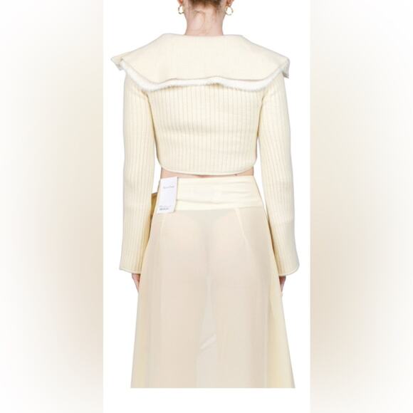 House of Sunny NWT Peggy Double Sailor Collar Cropped Double Zip Cardigan 10 - Picture 6 of 12